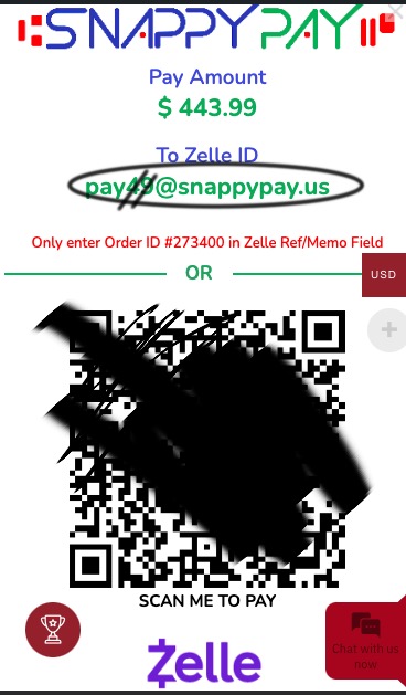Snappy Pay, copy the newly generated Zelle ID